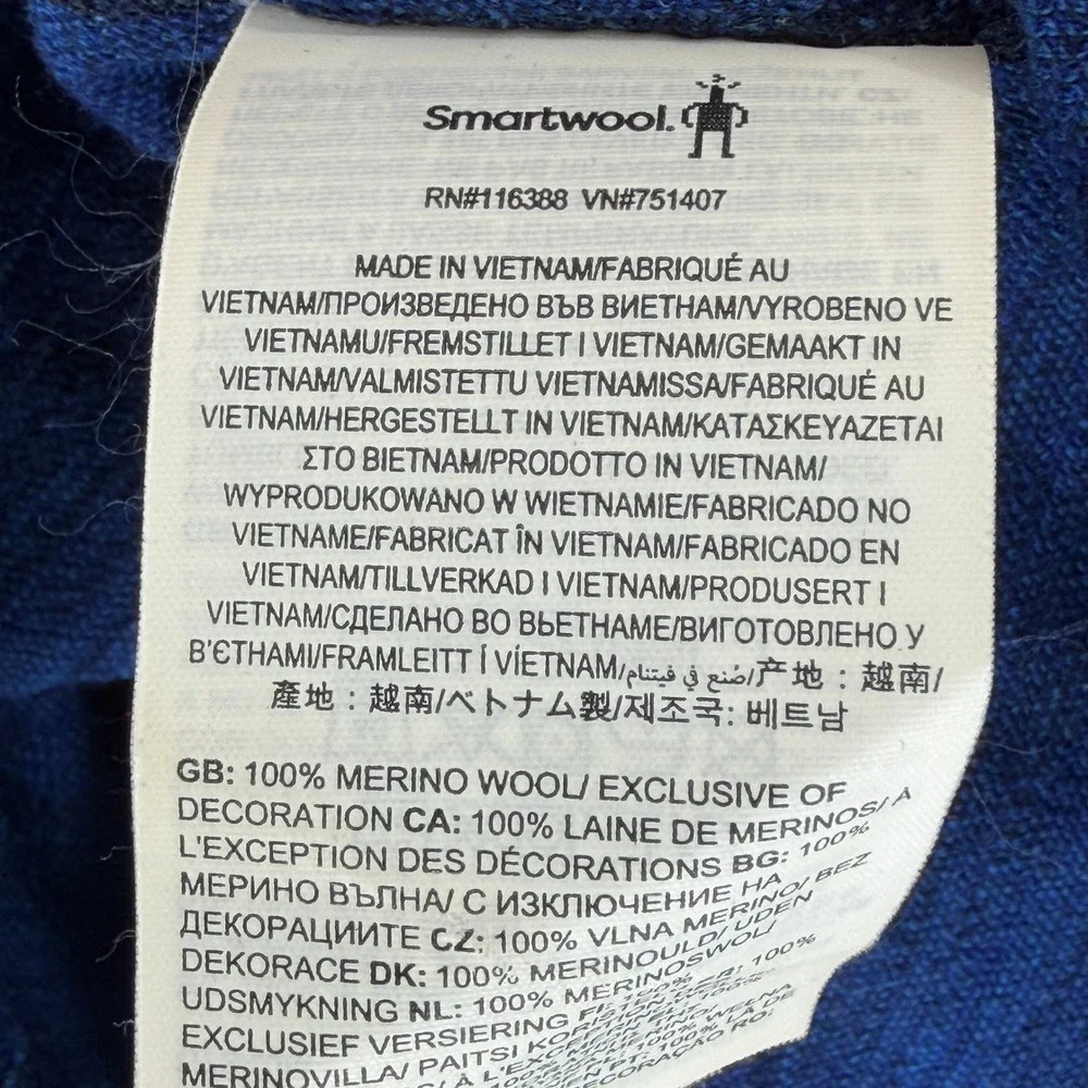 Smartwool Mens XL Blue Striped 100% Merino Wool Base Layer Top SW016349 F24